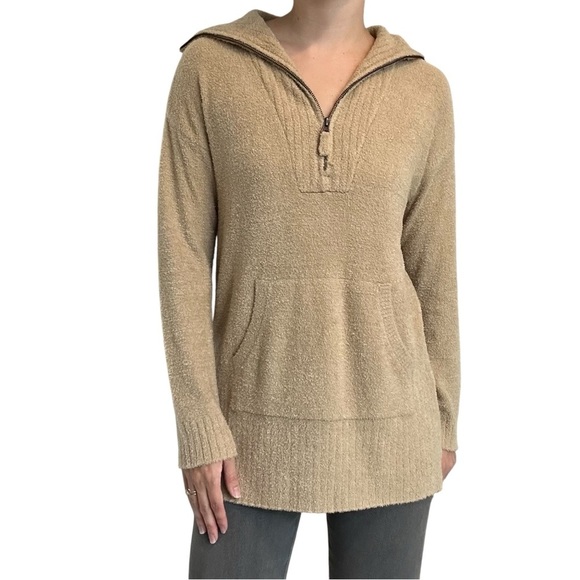 Barefoot Dreams Sweater Quarter Zip Soft Lounge Brown Collar Size Extra Small - Picture 1 of 7